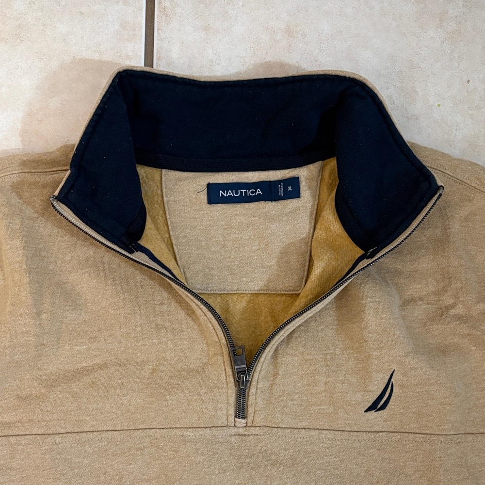 Nautica Men's Beige Zip-Up Sweater